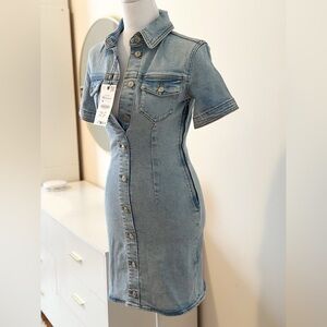 Zara Z1975  Denim Mini Dress Light Blue NWT XS